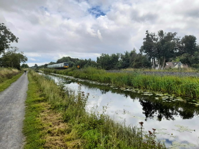Train passing the Royal Canal, County Kildare